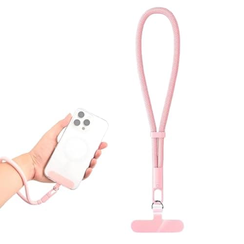 VOAVIA Phone Lanyard,Anti Theft Phone Strap & Wrist Strap for Mobile Ph/one,Hand Wrist Strap with Tether Tabs for Smartphone,Adjustable Security Wristlet for Phones, Cases, Cameras, Keys, Bags（PINK）