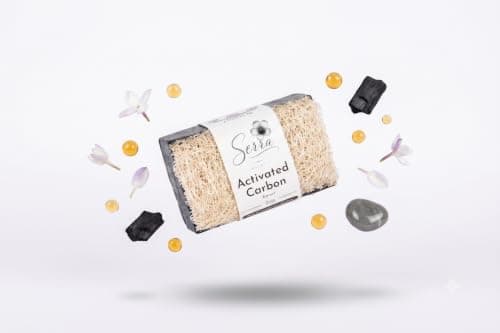 Serra Activated Carbon Extract Soap with Natural Loofah Fiber 120g Deep Detox - Natural and Anti-Breakout Black Soap for Face, Whole Body, and Hand Wash — view 4