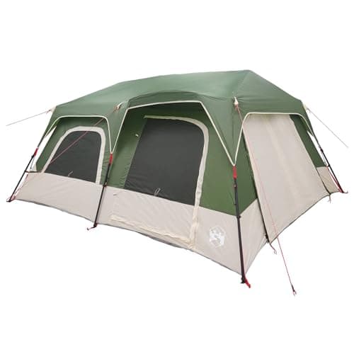 LoogCape Instant Tent Green 10 People 185T Polyester PU Coated 438 x 310 x 200 cm Includes Linen Pegs Carry Bag for Camping Garden Festival — view 2