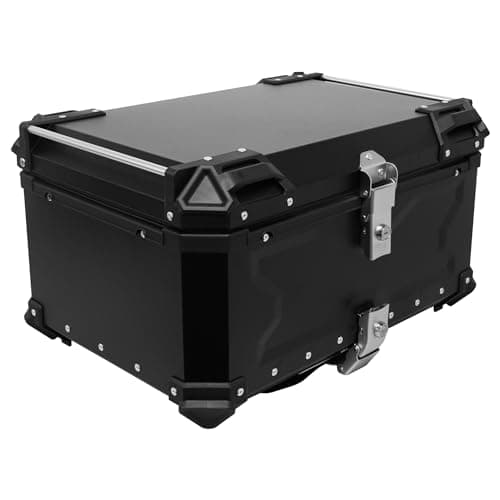 BIKE IT Aluminium Motorcycle Top Box Luggage Top Case with Security Lock Universal Fitting Plate (65L) — view 2