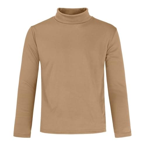 Men's Thermal Fleece Turtleneck Sweater Warm Winter Base Layer Top Khaki — view 4