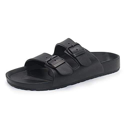 BEMGNAR Men’s Lightweight Comfort Slides Double Buckle Slip-on Adjustable EVA Orthopedic Flat Sandals, Black, 8 UK — view 5
