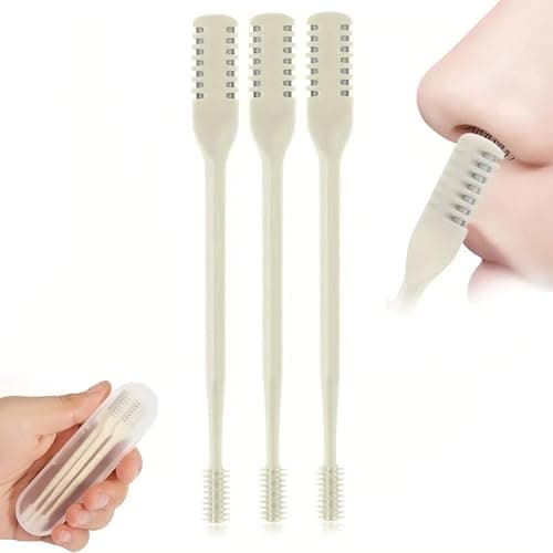 limveso 2-in-1 Nasal Hair Cutter, 2025 Upgrade Portable Manual Double Sided Nose Hair Knife, 360° Nostril Hair Remover Tool, Nasal Hair Cutter for Men Women, Soft Cleaning Brush (Mix 1, 3PCS)