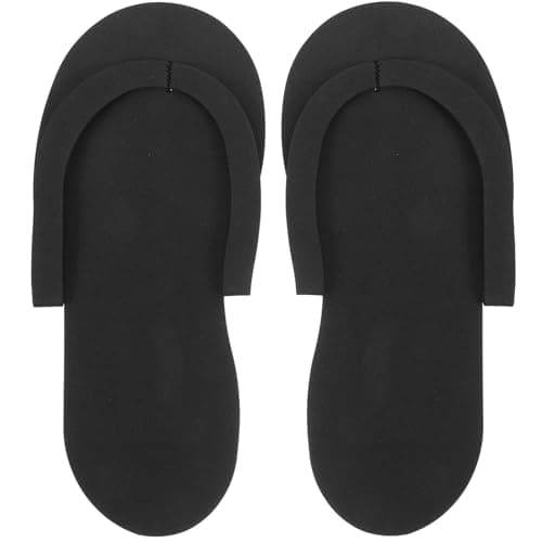 TOYANDONA 12 Pairs Black EVA Disposable Spa Slippers for Nail Salons