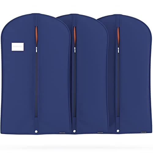 HANGERWORLD Pack of 3 Navy Blue Breathable Suit Garment Clothes Cover Bags-40" (100cm)