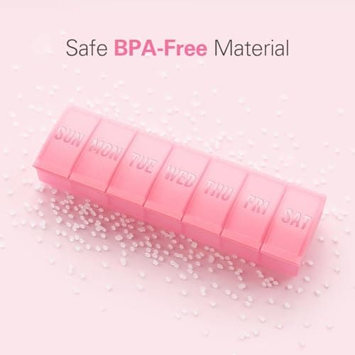 Barhon Pill Organizer Large, Weekly Medicine Pill Organizers, 7 Day Pills Box Case Travel for Big Vitamin Supplements Fish Oil, Sakura Pink — view 5