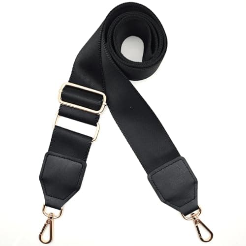 Xundefeng 2 inch Wide 59" L Adjustable Replacement Bag Straps Crossbody Shoulder Strap for Handbags Camera Duffle Messenger Laptop Bags - Black Belt,Gold Hardware