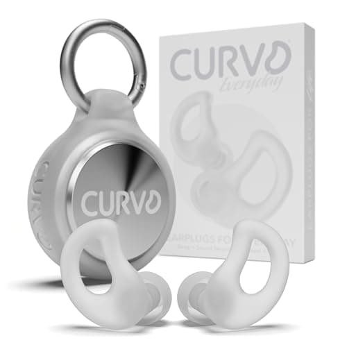 CURVD Everyday Earplugs + Case Clip Bundle, The Perfect earplug for Sleep, Travel, Noise Sensitivity/canceling + Case Clip Package Portable Waterproof Container & Silicone Sleeve for Ear Plugs(Cloud)