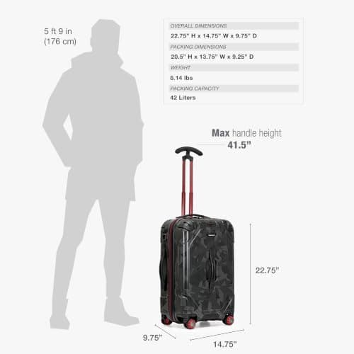 Traveler's Choice Maxporter Ii Hardside Polycarbonate Luggage Suitcase with Spinner Wheels, Gray Camo, 22" Carry-On Luggage, Maxporter Ii Hardside Polycarbonate Luggage Suitcase with Spinner Wheels — view 4