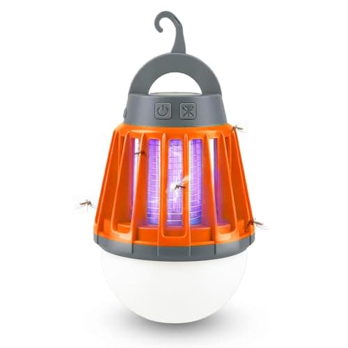 Mosquito Repellent Lamp Camping Lantern, USB Rechargeable LED Camping Light Mosquito Killer Lamp, IPX6 Waterproof Bug Zapper, Retractable Hook, Portable Insect Killer for Outdoor Tent Emergency