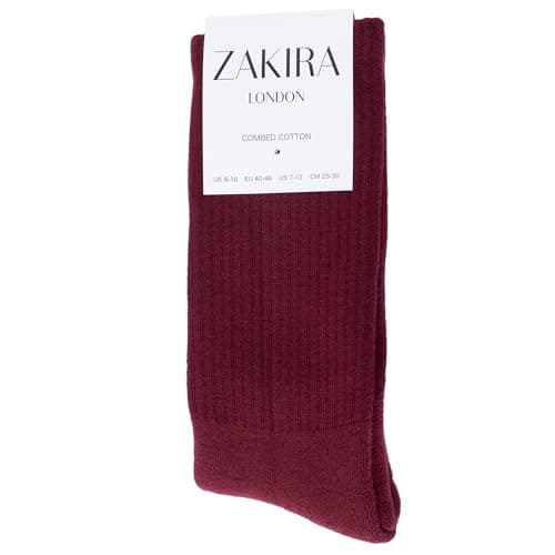 ZAKIRA Combed Cotton Terry Cushioned Athletic Crew Socks – Soft Breathable Sports Socks for Men & Women, 4-6 (UK), Burgundy — view 4