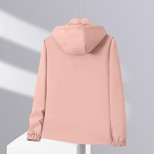 ZSIQOII Lightweight Waterproof Jacket Womens UK Hooded Windbreaker Long Rain Coat Rain Jacket Ladies Functional Windbreaker Outdoor Hiking Travel Rain Coat Rose Gold XL — view 3