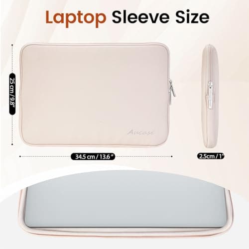 Aucase 13 13.3 14 inch Laptop Sleeve Leather Case, Water Resistant Puffy Protective Bag for Macbook Pro 14 Macbook Air 13 inch/HP/LENOVO/ACER/ASUS/DELL Chromebook Matebook 14 — view 3
