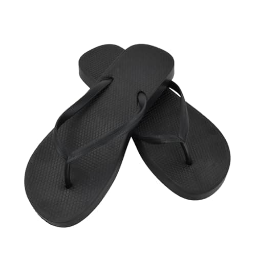 Wisebom Unisex Flip Flops, Slip-Resistant Flip Flop, Flip-Flops with Textured Sole Comfortable Thong Sandals Summer Beach flip flops (Black, Adult, Women, 6, Numeric, UK Footwear Size System, Medium)