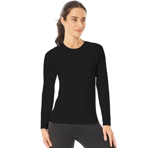 HYCOPROT 4 Pack Women's Thermal Compression Shirts Long Sleeve Fleece Lined Athletic Tops Winter Baselayer Workout Underwear Shirt Warm Wicking Crew Neck Basic Tee Gym Clothing Yoga Running Hiking — view 3
