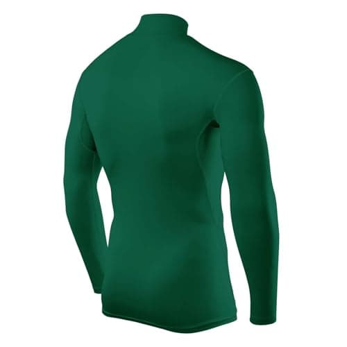 TCA Men's HyperFusion Compression Base Layer Top Long Sleeve Under Shirt - Mock Neck - Cadmium Green Mock, S — view 3