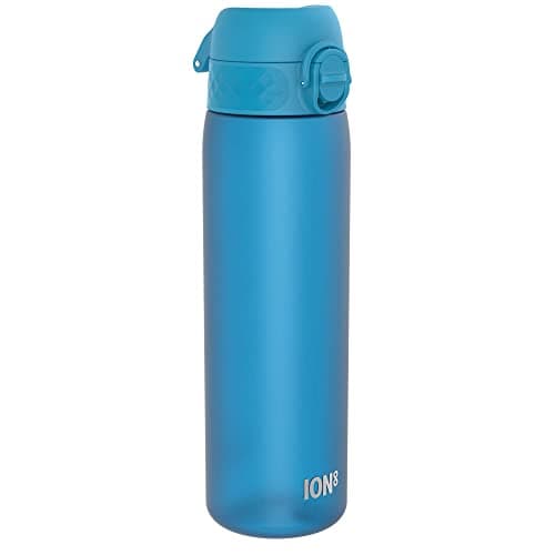 Ion8 Water Bottle, 500 ml/18 oz, Leak Proof, Easy to Open, Secure Lock, Dishwasher Safe, BPA Free, Hygienic Flip Cover, Carry Handle, Fits Cup Holders, Easy Clean, Carbon Neutral, Blue