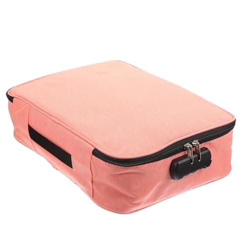 SOESFOUFU Pink Multi Layer File Storage Box with Lock for Documents