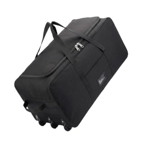 seyfocnia Rolling Duffle Bag with Wheels, Large Foldable Wheeled Travel Duffle Bag for Men Women, Waterproof Travel Luggage Bag Carry on Duffel Bag for Travel Gym Camping Moving Weekend, Black
