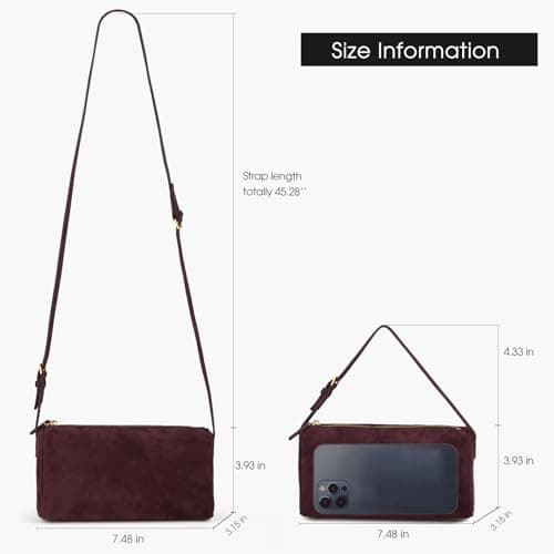 DONNAIN Suede Bag for Women Leather Crossbody Bag Ladies (Burgundy) — view 2