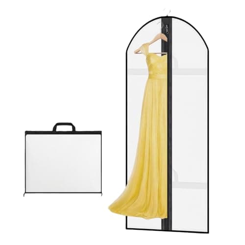 AMFUN Dress Bag,Full Length Travel Suit Bag with Zipper, Dust-proof Clothes Covers Protector Bags,Gown Garment Bag for Long Dresses, 180×60 cm (White)