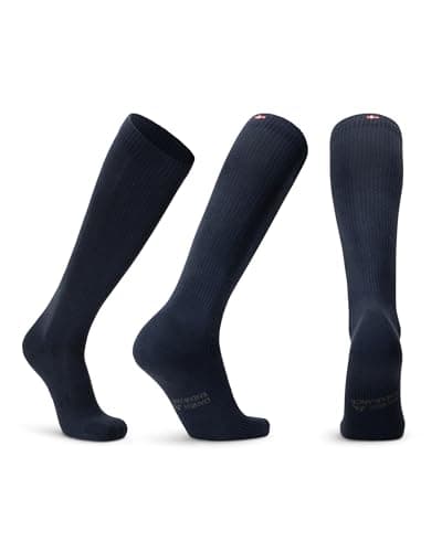 DANISH ENDURANCE Compression Socks, Organic Cotton Flight Socks, 14-18 mmHg, Men & Women, Unisex, Navy, 6-8