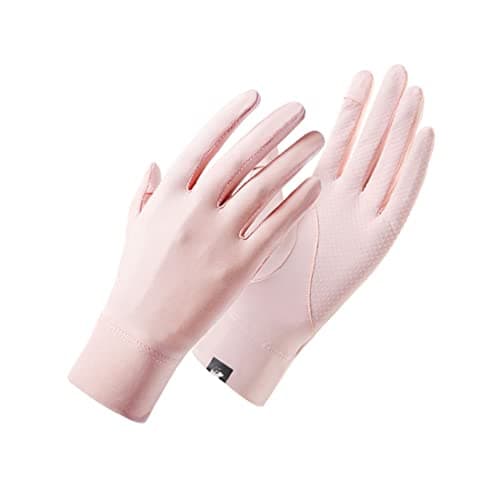 Antcher Women's UV Sun Protection Silk Sunblock Fingerless Gloves - Full Finger Touchscreen Non Slip Hiking Cycling Golf Fishing Gloves (Pink) — view 2