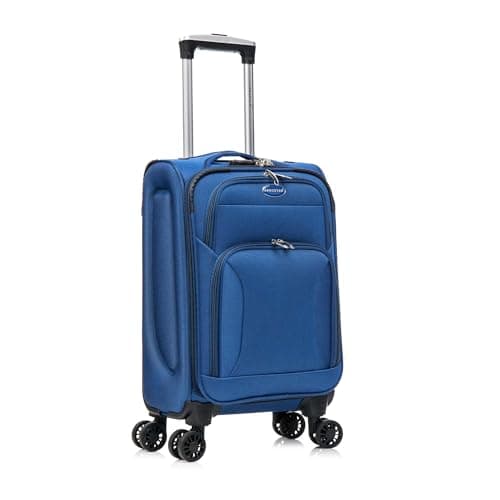 Aerostar Carry-on 20" Lightweight Soft Expandable Suitcase, Hand Luggage 4 Wheels & Combination Lock, 55x35x20cm | Accepted All Airlines easyjet, RyanAir, British Airways (Royal Blue, 32 litres)