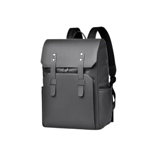 nusrah Travel Backpack for Men Women, Flight Approved Leather Laptop Backpack 15.6, 16 Inch, Water Resistant Anti-Theft Weekender Bag, Casual Daypack Rucksack (Grey)