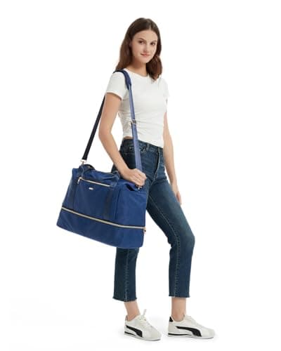 WANDF 45x36x20 Cabin Bag for EasyJet Airlines Underseat Carry on Hand Luggage with Shoe Compartment, Wet Pocket & TSA Approved Quart Size Bag, Travel Duffel Holdall for Women and Men (Navy Blue) — view 5