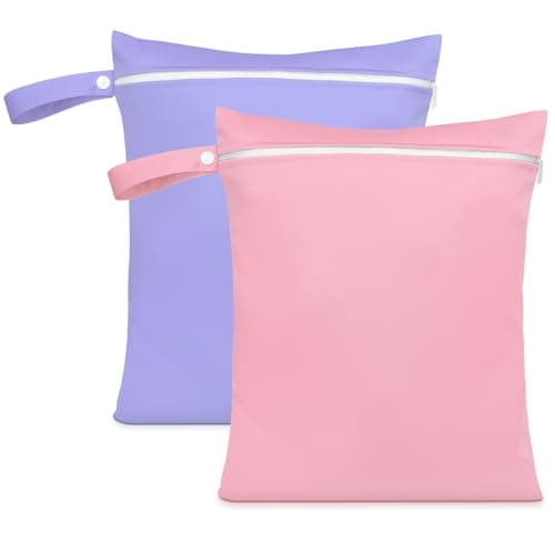 AOOSA 2PCS Wet Bags, Reusable Cloth Diaper Bags with Handle and Zipper