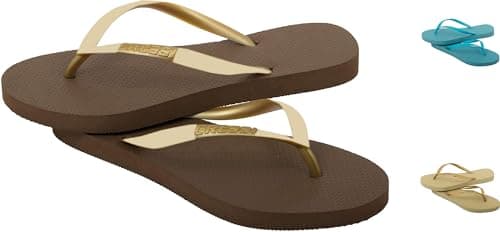 Cressi Women Marbella Flip Flop - Brown/Gold Size 35/36