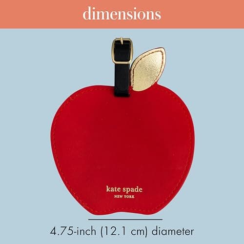 Kate Spade New York Round Red Vegan Leather Luggage Tag for Women, Durable Suitcase ID Tag, Apple — view 4