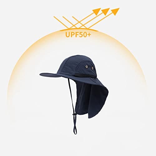 Bucket Hats Men Unisex Packable Bucket Hats Foldable Beach Hat Wide Brim Washed Denim Hat Breathable Sunscreen Photographers Cap Holiday Travel Hat (Navy, One Size) — view 5