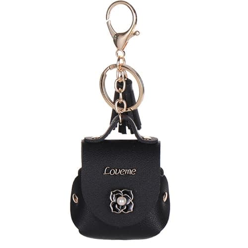 Portable Faux Leather Earbud Organiser Box Build in Keyring for on the Go Trendy Earphone Storage Faux Leather Earphone Case — view 6
