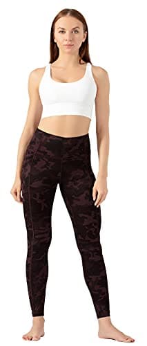 OVRUNS High Waist Gym Leggings for Women Yoga Pants with Pockets Workout Running Compression Leggings for Women - Burgundy Camo Multi - XL — view 2