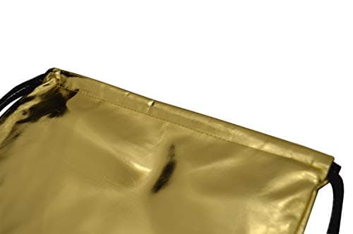Macahel Shiny Metallic Unisex Drawstring Bag (Gold) — view 3