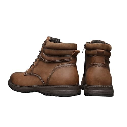 NovaNest Men’s Waterproof Faux Leather Ankle Boots – Casual Outdoor Hiking Work Boots with Non-Slip Rubber Sole, Cushioned Collar & Durable Stitching – Comfortable Everyday — view 3