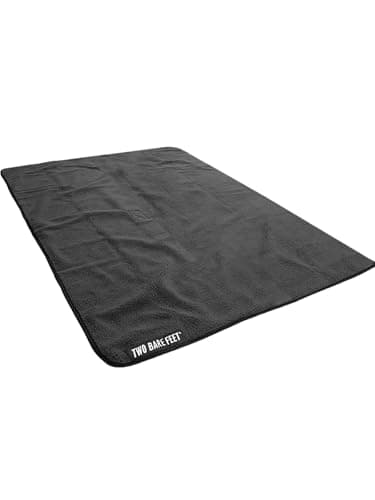 Two Bare Feet Sherpa Lined Waterproof Beach Travel Blanket – Warm, Cozy, Windproof Outdoor Blanket for Camping, Picnics, Hiking & Beach Days – Portable & Lightweight (Black/Charcoal, 145cm x 145cm) — view 3