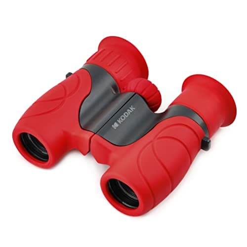 KODAK BCS100 Kids Binoculars 8x, Compact and Ergonomic Binoculars, Soft Rubber, Strap and Carrying Case Included - Red, Ideal for Boys and Girls 3 to 12 Years, Outdoor Games and Observation