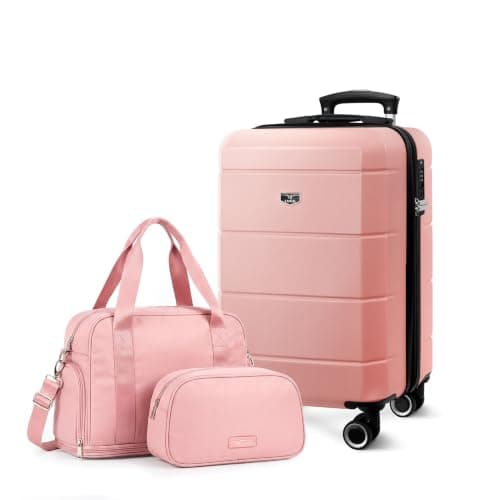 LUGG Jetset 3-Piece Travel Set – 55x35x23 cm Hard Shell Cabin Suitcase, Duffel Bag and Toiletry Bag for Lightweight Airline Hand Luggage and Weekend Travel