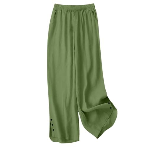 Bronze Womens Linen Loungewear Sleeveless Top & Wide Leg Elastic Waist Pants 2 Piece Lounge Wear Sets Solid Colour Loose Fit Ladies Travel Tracksuit Light Everyday Wear Size 12 — view 6
