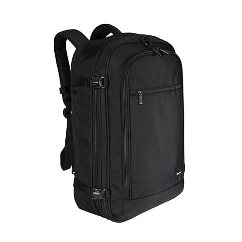 Amazon Basics 40L Travel Backpack, Cabin Hand Luggage (51x38x20cm), Padded Straps, 17" Laptop Compartment, Organized Pockets - Black