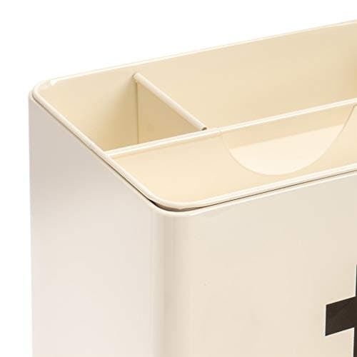 Harbour Housewares Vintage Metal First Aid Box - 29cm - Cream - Medical Storage Tin with Airtight Lid, Handle & 2-Tier Removable Organiser Tray - Steel Medicine Storage Plasters, Pills & Essentials — view 3