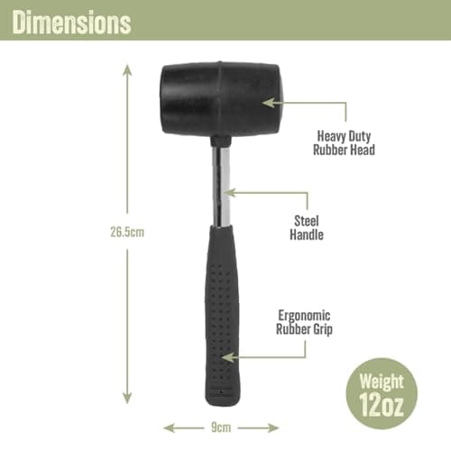 Milestone Camping 20420 12oz Rubber Mallet/Sturdy Steel Handle/Ideal for Putting Up Tents & Canopies — view 2