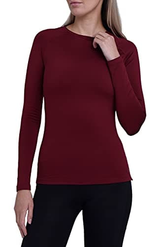 TCA Super Thermal Top Women - Ladies Thermal Vest - Thermals Womens - Ski Base Layer Women - Workout Tops for Cold Weather - Cabernet, S