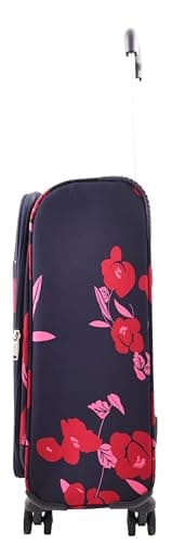 House Of Leather Flower Print 20" Cabin Size Soft 4 Wheel Suitcase Lightweight Expandable Carry on-Board Luggage Navy — view 6