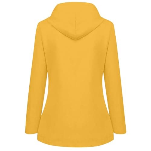 Boys Girls Rain Jacket Waterproof Windbreaker Lightweight Rain Jackets with Pockets Packable Raincoats for Kids with Hood Solid Full Zip Button Down Rain-Coats Preppy Clothes (Yellow, 3-4 Years) — view 3