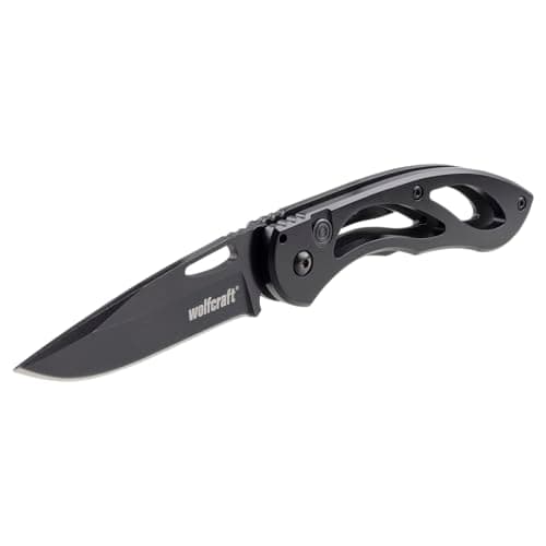 Wolfcraft Folding Knife with Aluminium Grip, 70 mm Blade Pocket Knife