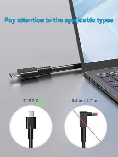 HSXIRQA 45W Chromebook charger USB Type C Compatible with HP,Dell,Acer,Lenovo,Asus, Samsung Google Chromebook Laptop Universal Fast Charging Power Adapter (Pack of 2) — view 2